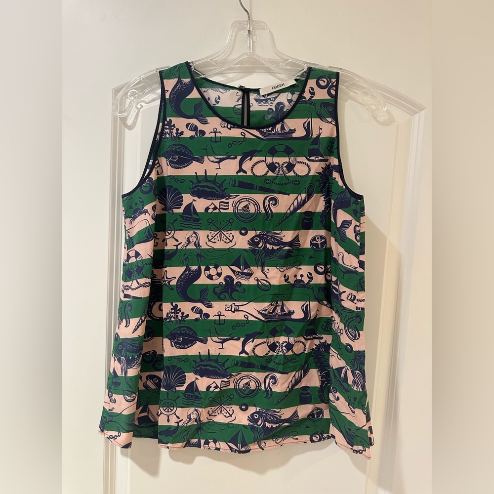 Green and Pink Patterned Beach Women's Top No Flaws